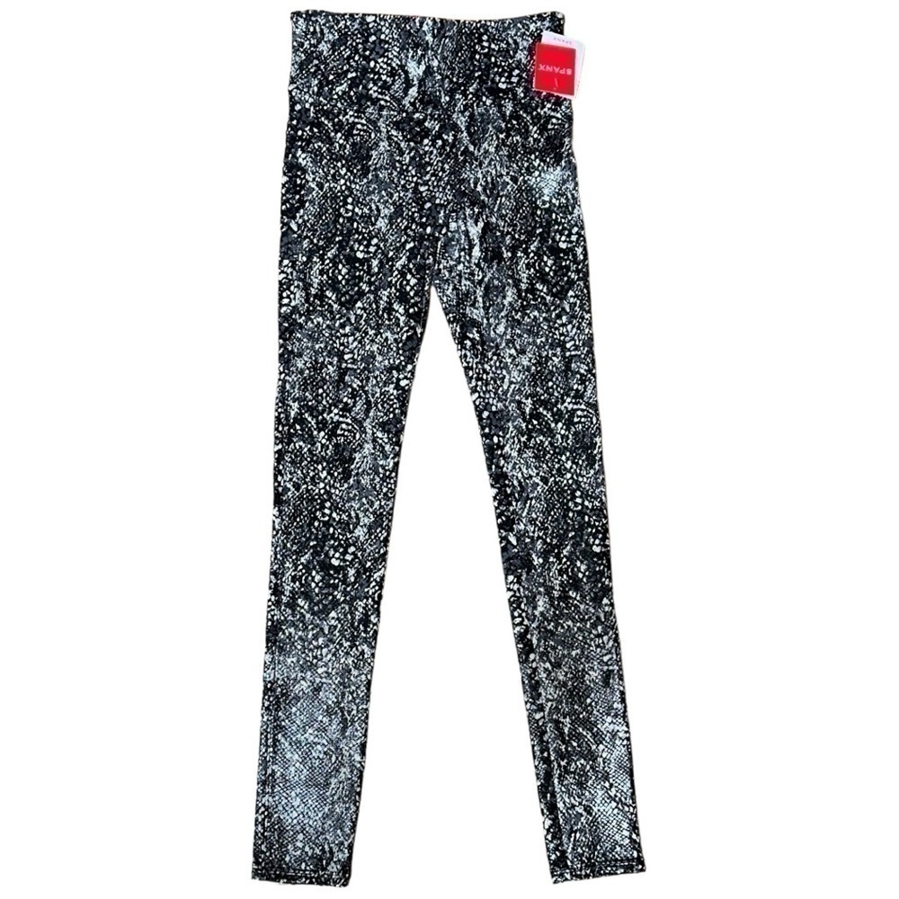 SPANX NWT Women’s Size S Grey Snake Faux Leather Shine High Rise Leggings - Picture 5 of 11